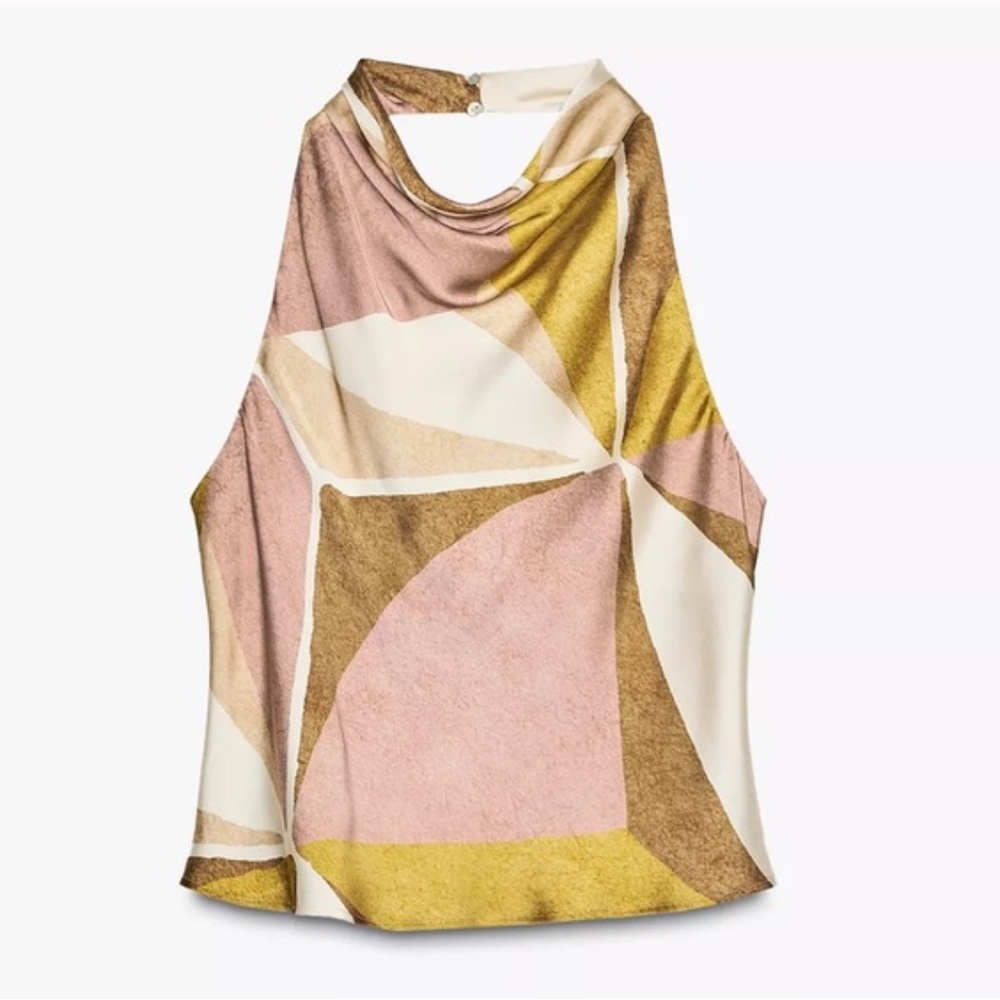 ZARA Abstract Print Halter Top – Sold Out in Size L